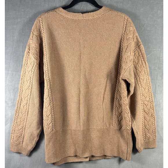 Haven Well Within Button Up V Neck Wool Blend Cable Knit Sweater US Women's L/XL - Picture 2 of 6